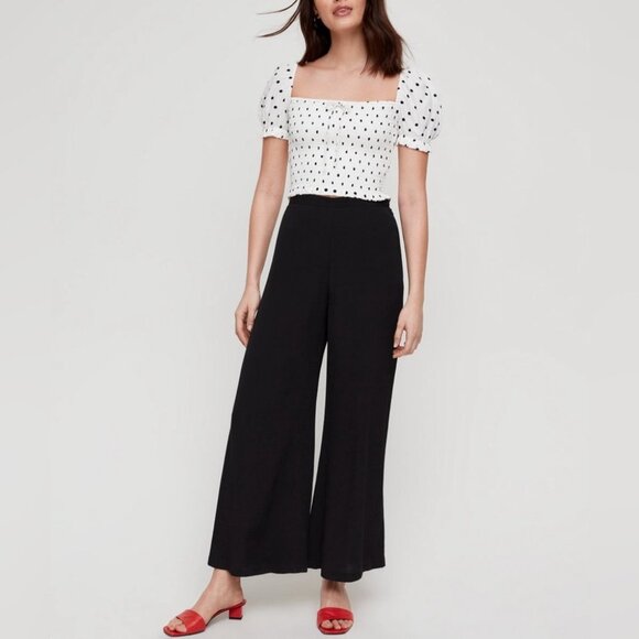 Aritzia Wilfred Black Pernelle Wide Leg Kick Flare Trousers size S - Picture 1 of 16